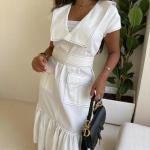 Ruffle Grace Collared Midi Tier Dress