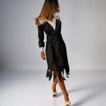 Monochrome Edge Cutout Blazer Fringe Dress