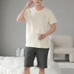 Plus size slight stretch cotton letter embroidery shorts