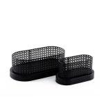 Elegant Oval Shaped Metal Storage Baskets Set of 2