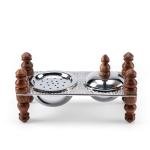 مبخرة مزدوجة من الخشب والستانلس ستيل