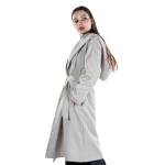 معطف نسائي بغطاء للرأس بكتف منسدل وحزام