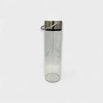 Elegant Glass Water Bottle with Grey Neoprene Sleeve & Steel Cap