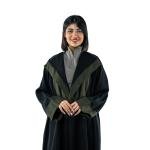 عباية بتصميم ياقة مزدوجة اللون مع نمط شيفرون متباين