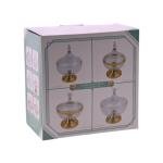 Acrylic sweet box with a clear square gold lid.