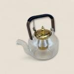 Glass Teapot with Gold Lid & Wooden Handle