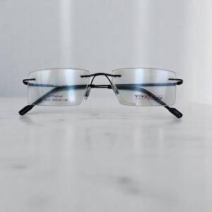 Titanium Rimless Eyeglasses with Wide Clear Rectangle Lenses