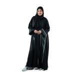 Classic abaya embroidered with lace trim and shawl