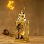 Battery-powered Ramadan lantern with moon-shaped light