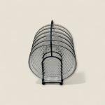 طقم قواعد أكواب زجاجية بنقشة الألماس مع حامل أسود