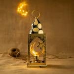 Battery-powered Ramadan lantern with moon-shaped light