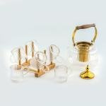 Classic glass teapot with 6 cups set