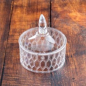 وعاء حلوى كريستالي أنيق مع غطاء مزخرف محكم الإغلاق