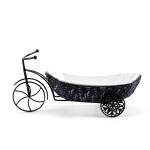Deep Porcelain Fruit Tray in Cart Shape with Matte Black Iron Base