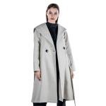 معطف نسائي بغطاء للرأس بكتف منسدل وحزام