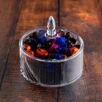 Acrylic Candy Bowl with Geometric Ribbed Design with pointed finial handle
