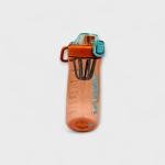 PowerLife Smart Hydration Bottle – Orange with Blue Lock Cap & Mixer Grid
