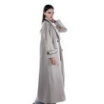 معطف طويل ناعم مزين بشرائط سوداء