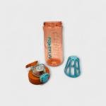 PowerLife Smart Hydration Bottle – Orange with Blue Lock Cap & Mixer Grid