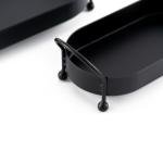 luxurious Oval Shape Set of Black Metal Serving Trays with Handles