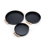 صينية معدنية دائرية بتفاصيل خشبية أنيقة