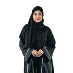 Classic abaya embroidered with lace trim and shawl