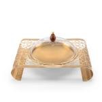 طبق تقديم للحلويات بتصميم ليزر مع غطاء زجاجي