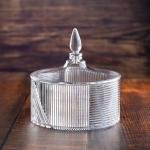 Acrylic Candy Bowl with Geometric Ribbed Design with pointed finial handle