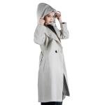 معطف نسائي بغطاء للرأس بكتف منسدل وحزام
