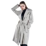 معطف نسائي بغطاء للرأس بكتف منسدل وحزام