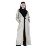 معطف طويل أنيق مع صدرية وياقة متباينة