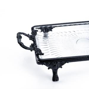 صينية تقديم الحلوى الكريستالية المستطيلة