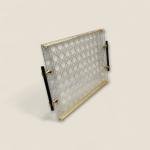 صينية أكريليك شفافة بمقابض ذهبية وسوداء