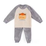 طقم بنطلون وبلوزة مخملية كاجوال بطبعة دب لطيف