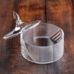 Acrylic Candy Bowl with Geometric Ribbed Design with pointed finial handle