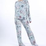  Girl's Cute Rabbit Print Longsleeve Pajama Set 