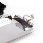 Luxury Indian pastry tray with nail handle Cartier-style, cotton fabric cover