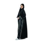 Classic abaya embroidered with lace trim and shawl