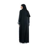Graceful Floral Embroidered Front-Open Abaya with Scarf