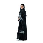 Graceful Floral Embroidered Front-Open Abaya with Scarf