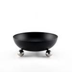 Modern Serving Bowl with Silver Spherical Ball Feet