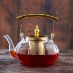 Glass Teapot with Infuser and Gold Handle
