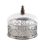 وعاء حلويات مقطوع بالليزر مع غطاء زجاجي