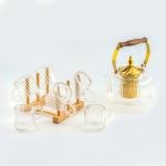 Classic glass teapot with 6 cups set