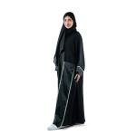Classic abaya embroidered with lace trim and shawl