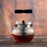 Glass Teapot with Stainless Steel Infuser - Textured Bubble Design