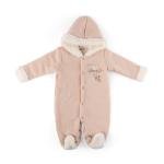 معطف شيربا بغطاء للرأس للفتيات الصغيرات مطبوع عليه قلب