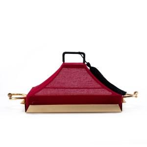 Luxury Indian pastry tray with nail handle Cartier-style, cotton fabric cover