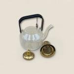 Glass Teapot with Gold Lid & Wooden Handle