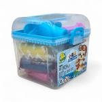 Kids Play Dough Kit – 12 Colors with Cartoon Monkey Design in Transparent Blue Handle Box